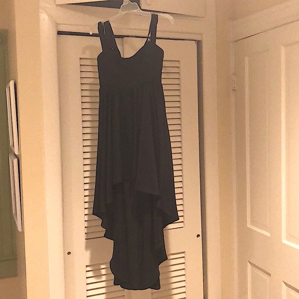 Black strappy hi-low dress